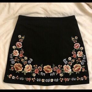 Black suede mini skirt
